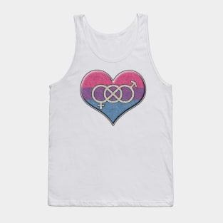 Large Bisexual Pride Flag Colored Heart with Gender Knot Symbol Tank Top